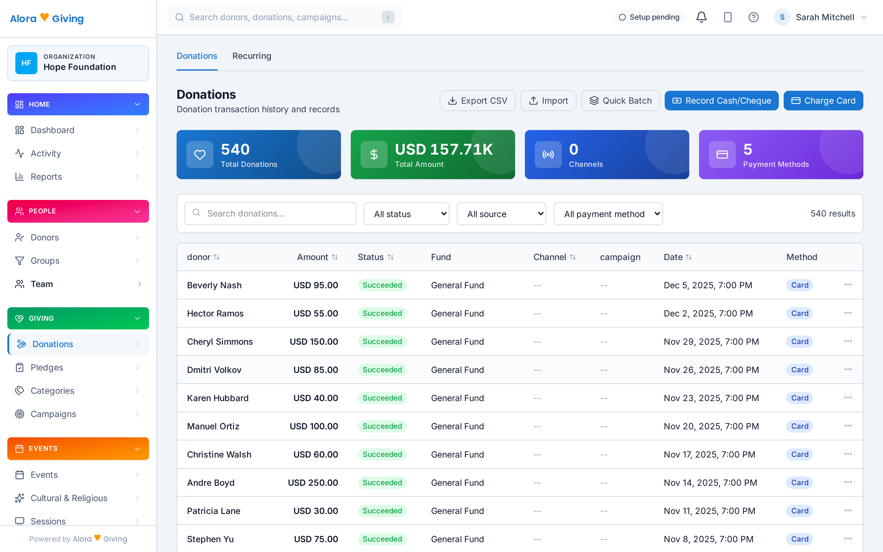 Donations on mobile