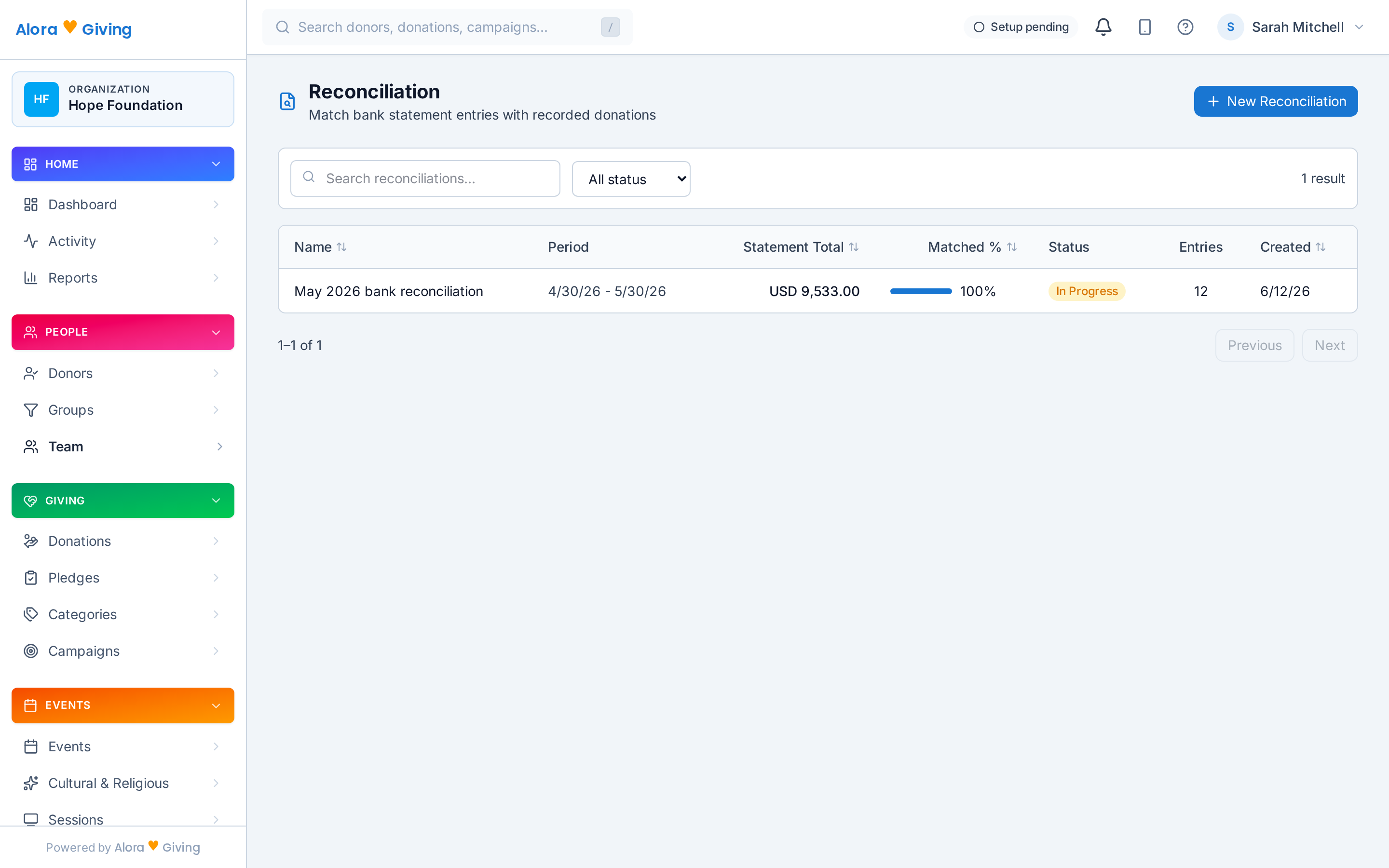 Bank-statement reconciliation
