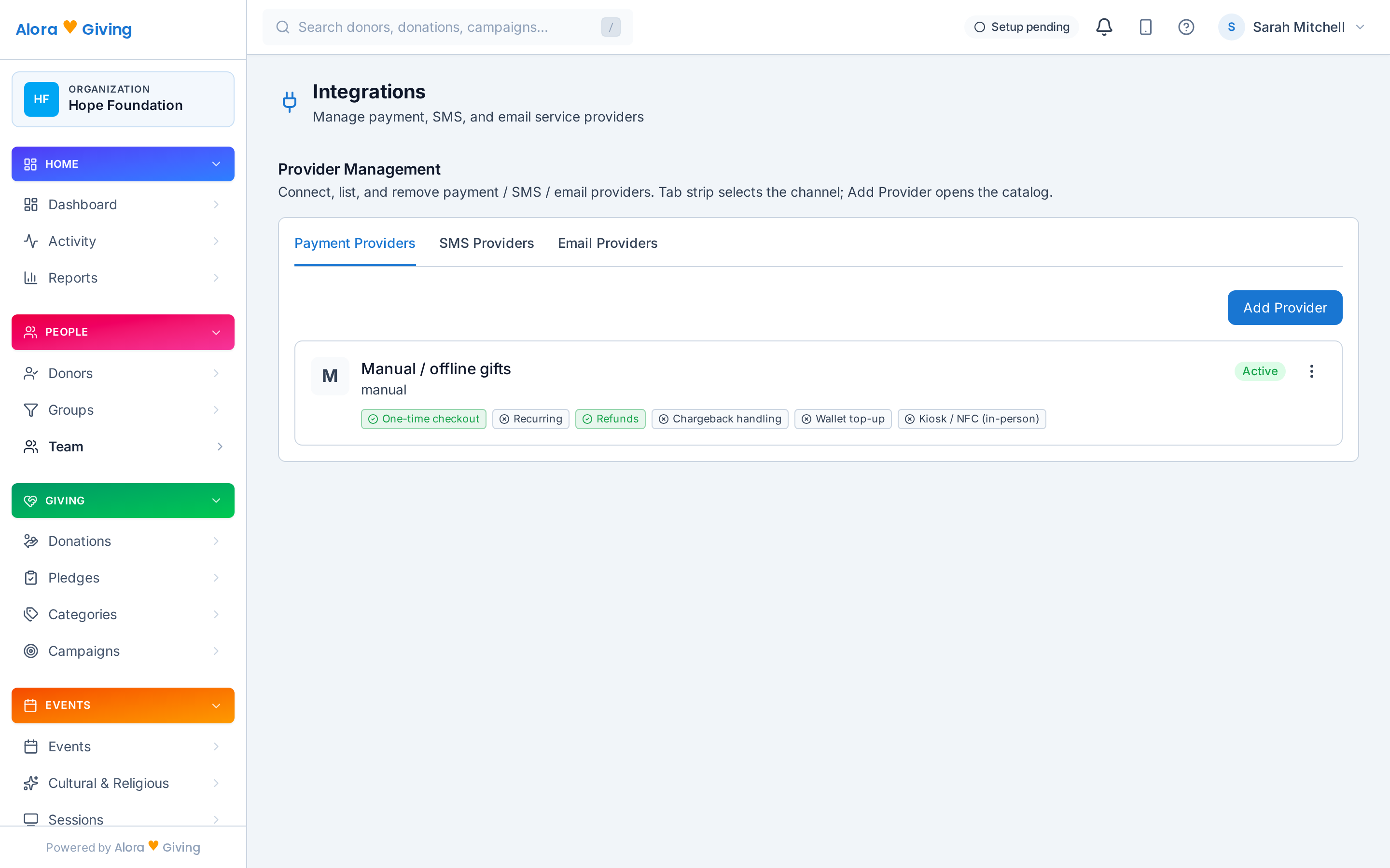 Payment provider integrations